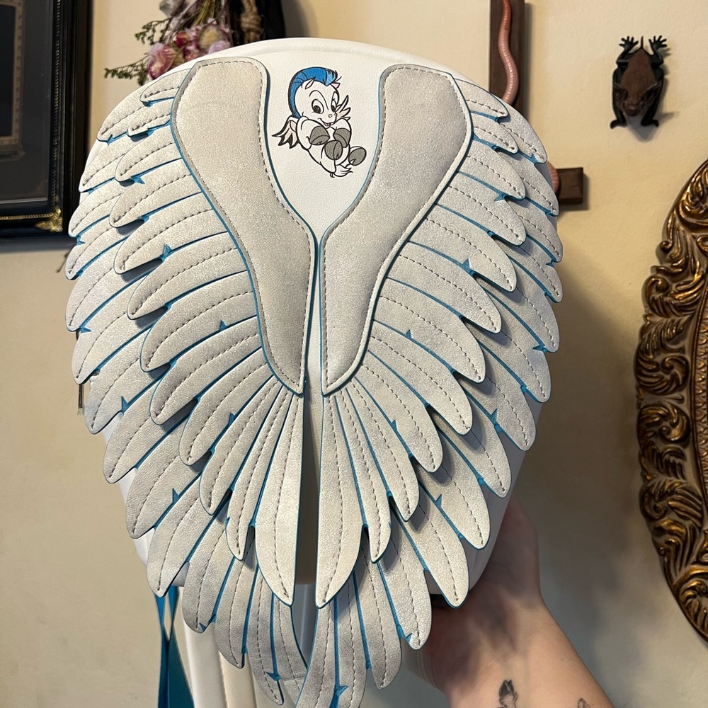 White and Blue Winged Backpack